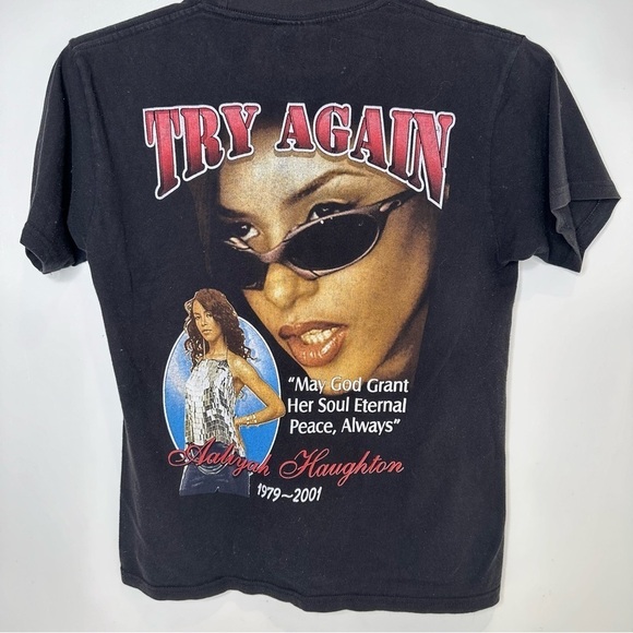 Vintage 2001 Aaliyah 'Try Again' Memorial RIP T-Shirt Rap Tee M - Picture 7 of 15
